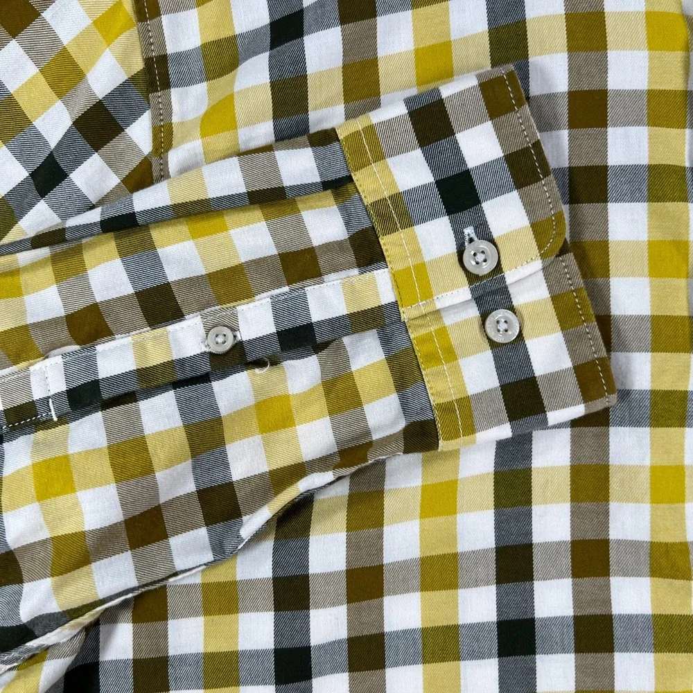 The North Face Shirt Mens Large Yellow Plaid Long Sleeve Button Up Outdoor Hike